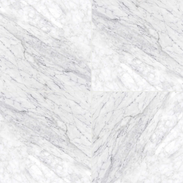 Carrara White 12 In. X 12 In. Honed Marble Floor And Wall Tile, 10PK